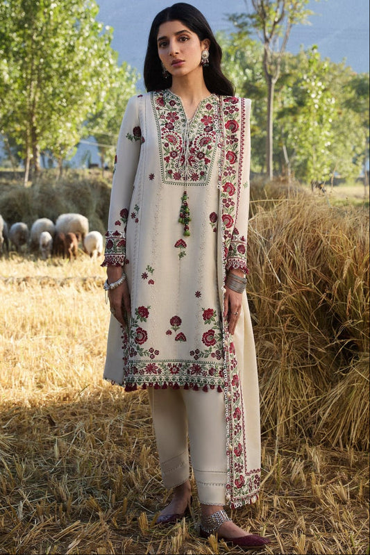 SR-AJ630 Unstitched Heavy Embroidered Dhanak Suit With Embroidered Dhanak Shawl