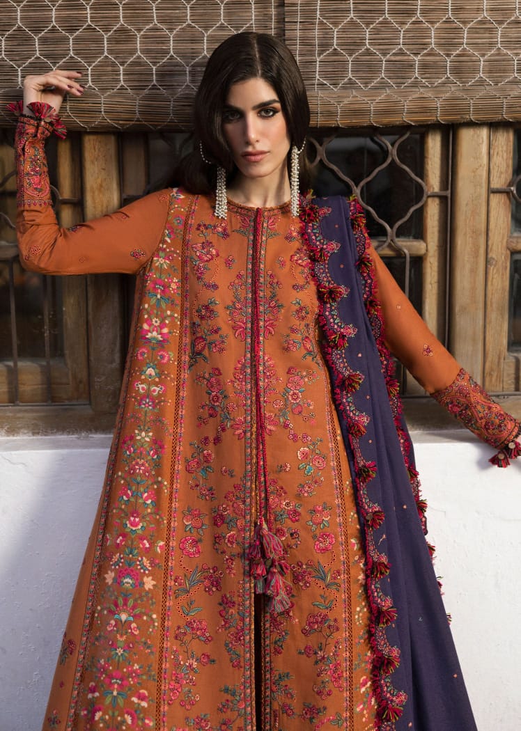 SR-MB610 Unstitched Heavy Embroidered Dhanak Suit With Embroidered Dhanak Shawl