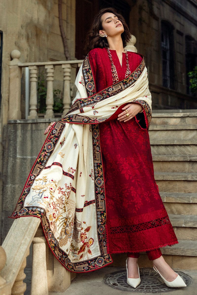 SR-MQ560 Dhanak Embroidered Suit with Dhanak Embroidered Shawl