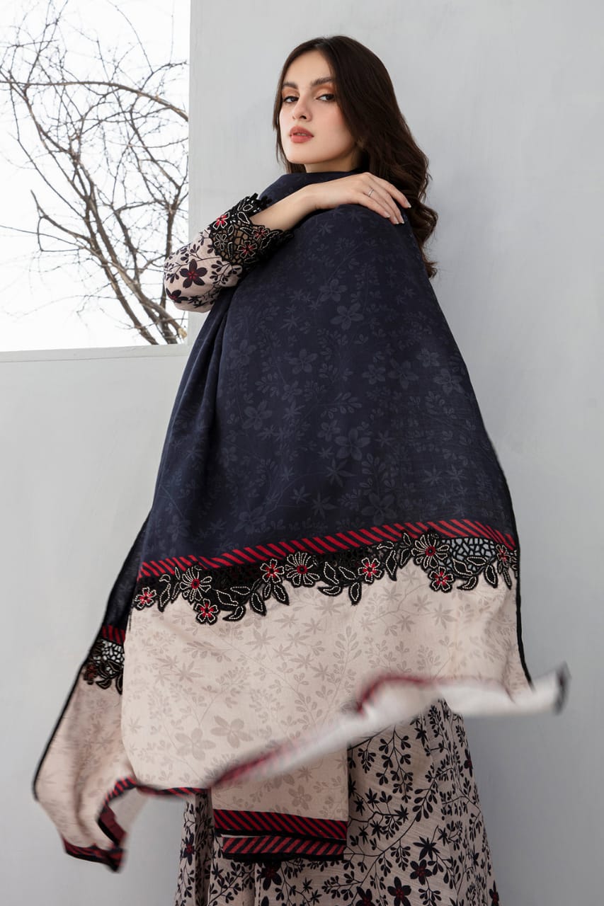 SR-BQ410 Digital Printed Khaddar 3Pc Suit With Digital Printed Khaddar Dupatta