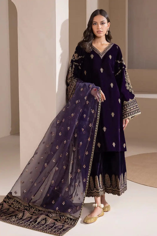 Embroidered 9000 Micro Velvet 3Pc With Organza Embroidered Dupatta