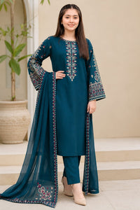 SR-D34 Unstitched Embroidered Lawn Suit 3pc With Bamber Chiffon Embroidered Dupatta