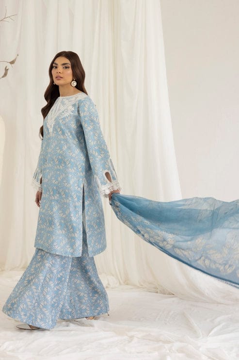 SR-MB442 Unstitched Digital Printed Lawn Suit 3pc With Digital Printed Voil Dupatta & Embroidered Patches
