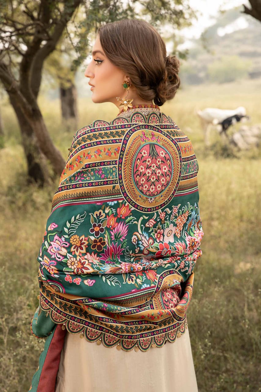 SR-MB2580 Lawn Unstitched Embroidered 3pc Suit With Poly Lawn Printed Dupatta