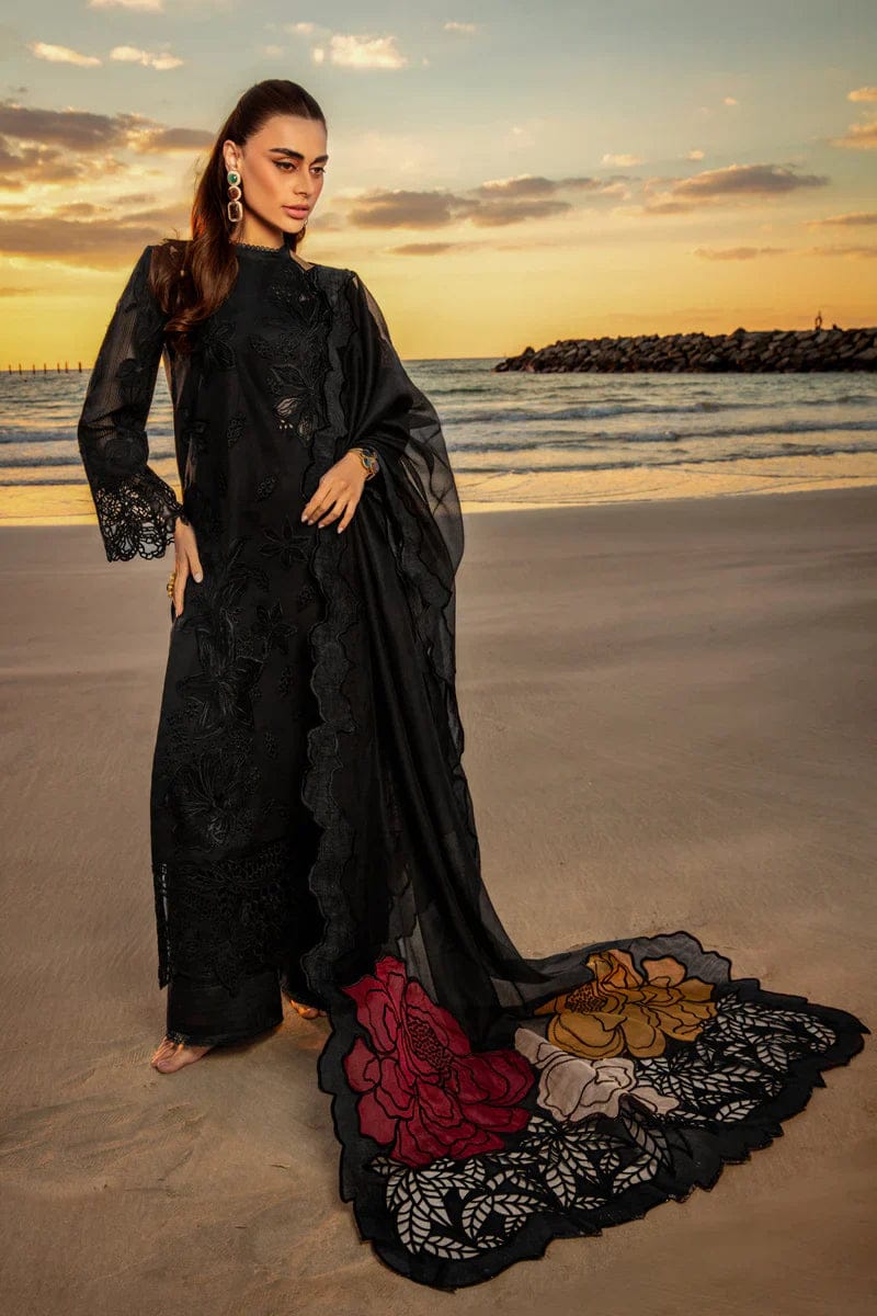 SR-KH2640 Lawn Unstitched Embroidered 3pc Suit With Organza Embroidered Dupatta