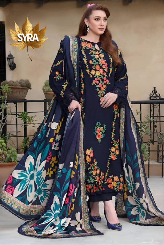 Lawn Embroidered 3pc Suit With Cotton Lawn Digital Printed Dupatta
