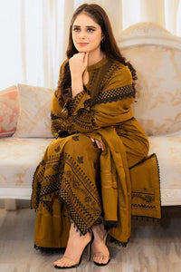 SR-MB100 Unstitched Fully Embroidered Dhanak Suit With Embroidered Dhanak Shawl