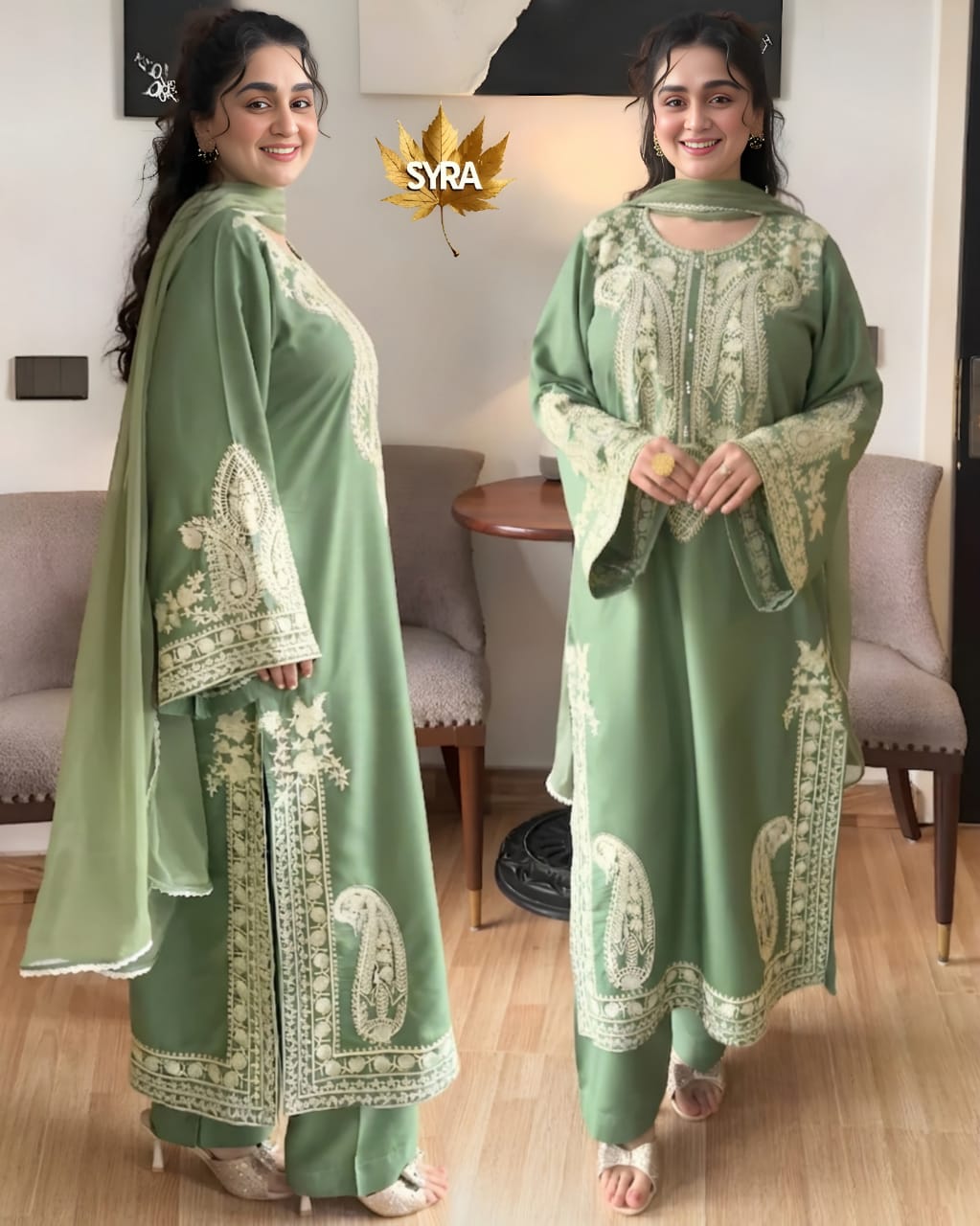 SR-MR2740 Unstitched Embroidered Lawn Suit 3pc With Organza Embroidered Dupatta