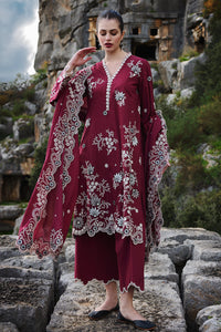 IMAGE-3PC LAWN EMBROIDERED SHIRT WITH KHADDI NET EMBROIDERED DUPATTA AND EMB TROUSER-BIC-4545
