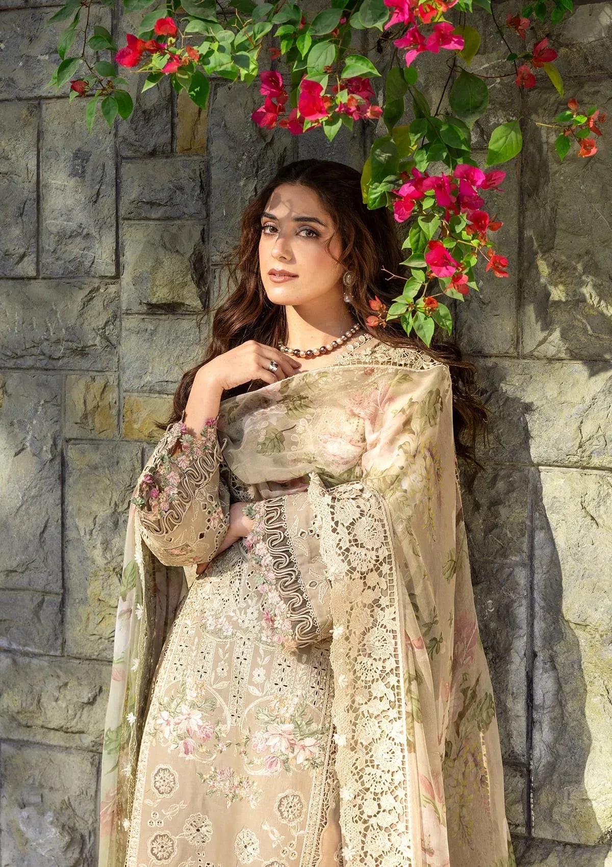 ELAF-3PC LAWN EMBROIDERED SHIRT WITH CHIFFON PRINTED EMBROIDERED DUPATTA AND TROUSER-BIC-4808