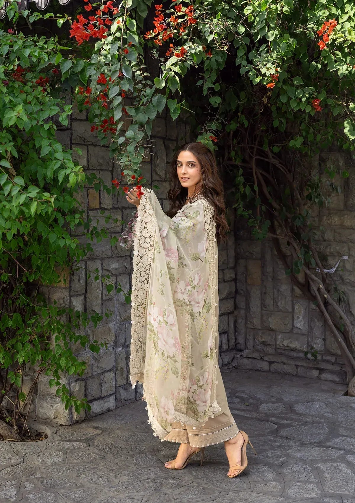 ELAF-3PC LAWN EMBROIDERED SHIRT WITH CHIFFON PRINTED EMBROIDERED DUPATTA AND TROUSER-BIC-4808