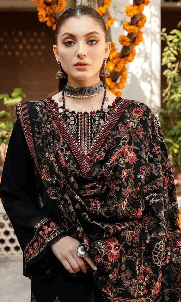 SR-RM650 Unstitched Heavy Embroidered Dhanak Suit With Embroidered Dhanak Shawl