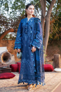 JADE-3PC LAWN CHIKANKARI EMBROIDERED SHIRT WITH CHIFFON PRINTED DUPATTA AND TROUSER -BIC-4602