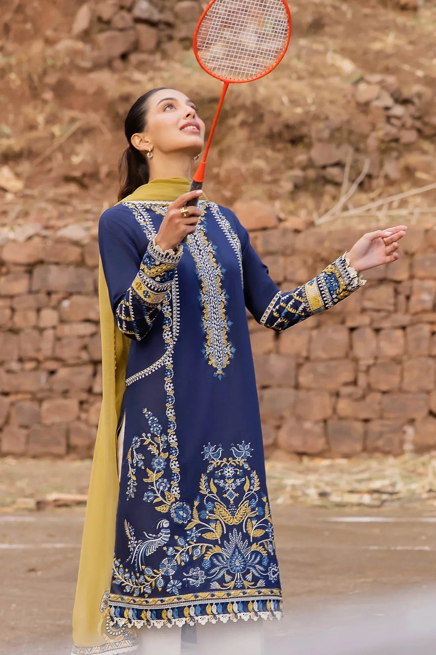 SR-809 Lawn Embroidered 3pc With Embroidered Chiffon Dupatta