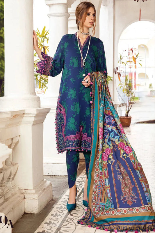 Lawn Digital Printed 3pc Suit With Embroidered Laces & Printed Silk Dupatta