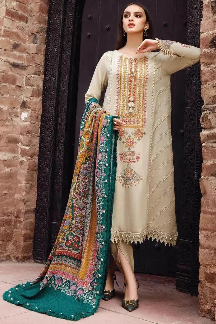 SR-RM670 Dhanak Embroidered Suit With Digital Printed Wool Shawl
