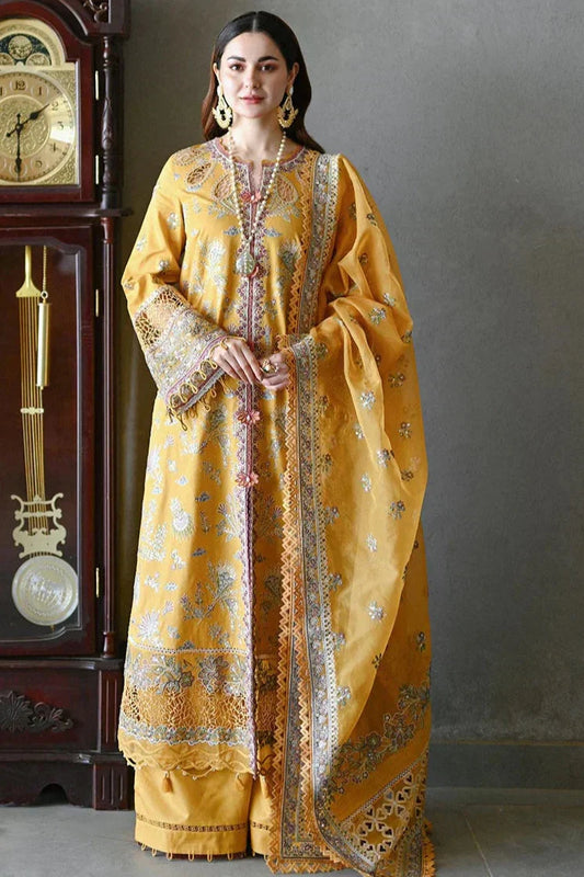 Unstitched Fully Embroided Lawn Suit With Organza Embroidered Dupatta