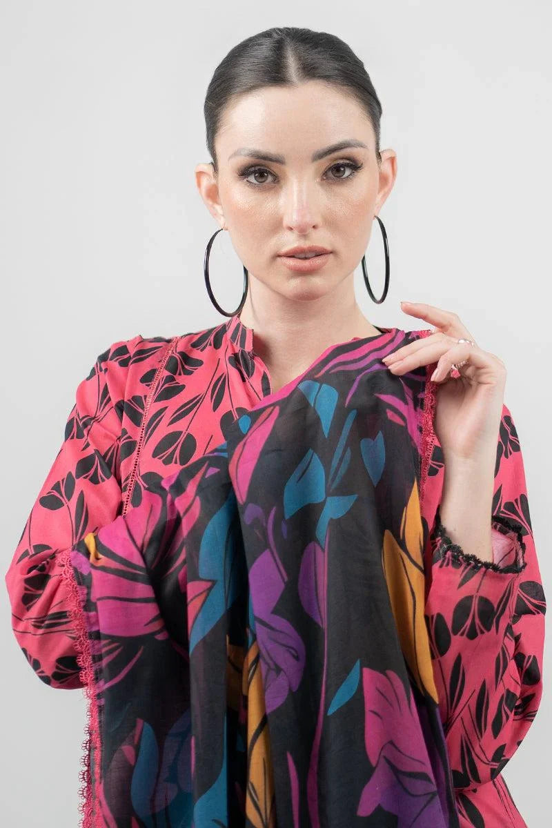 SR-108 Digital Printed Unstitched Lawn Suit With Digital Printed Monar Dupatta