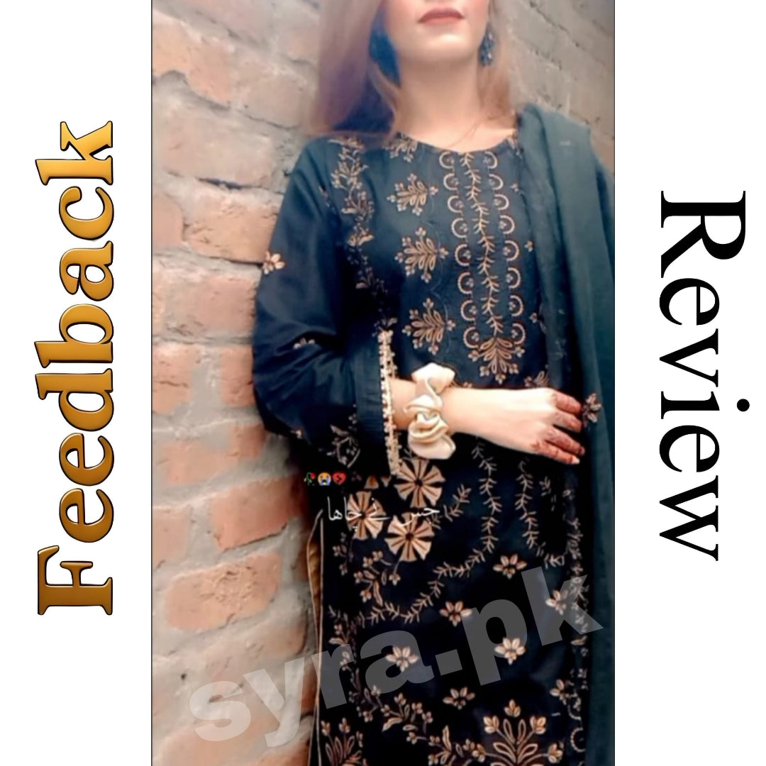 SR-NS32 Un-Stitched Lawn Embroidered 3pc With Organza Embroidered Dupatta