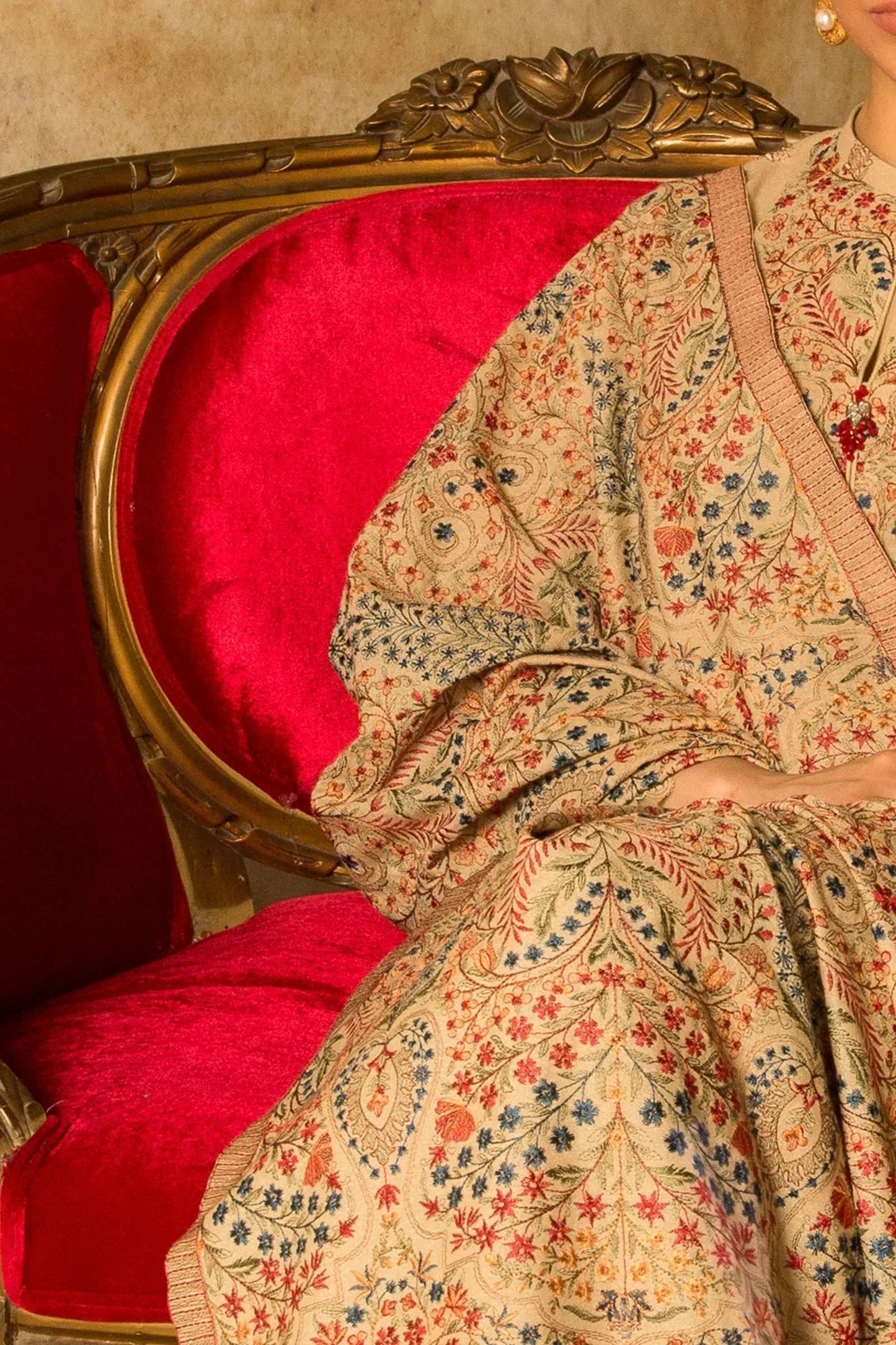 SR-870 Unstitched Heavy Embroidered Dhanak Suit Embroidered Dhanak Shawl