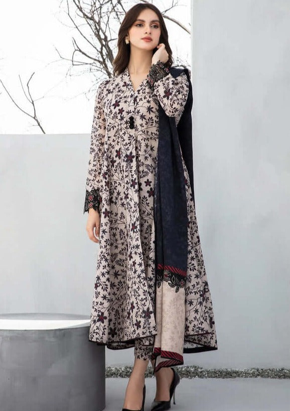SR-BQ410 Digital Printed Khaddar 3Pc Suit With Digital Printed Khaddar Dupatta