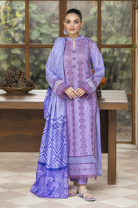 MIRAKHI-3PC LAWN LASERCUT EMBROIDERED SHIRT WITH MOARK PRINT DUPATTA-BIC-2833
